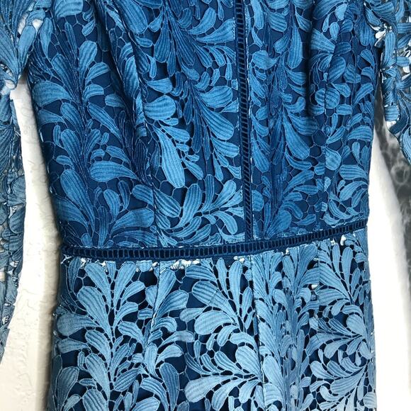 Adelyn Rae teal blue white ombre lace overlay eyelet trim romper size Small - Picture 4 of 13
